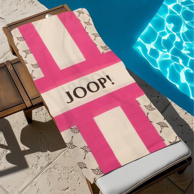 JOOP! Mikrofaser-Strandtuch in Pink, schnelltrocknendes und weiches Badetuch mit Grafikdruck, Breite: 70 cm, Länge: 140 cm - Bild 1