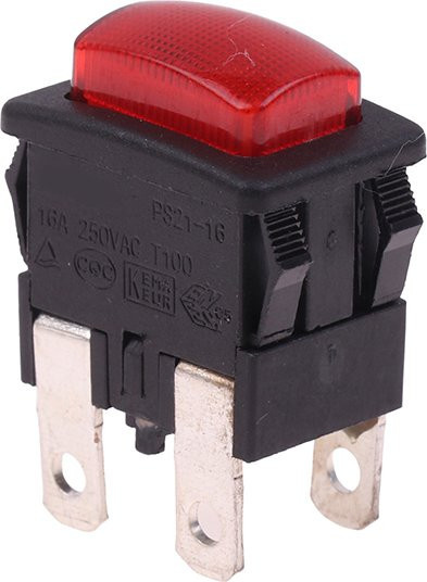JETTING PS21-16 Selbstverriegelnder 4-Poliger Ein/Aus-Druckknopfschalter mit Beleuchtung, Rot, 16A - Bild 1