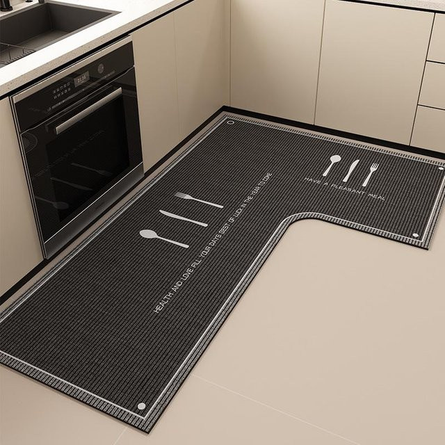 L-förmige Kieselgur-Bodenmatte von Yiran Furniture, grau, wasserabsorbierend und schnelltrocknend, B/T/H: 120 x 80 x 45 cm - Bild 1