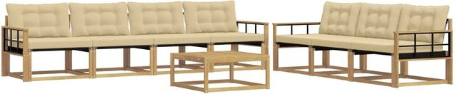 vidaXL Outdoor-Sofagarnitur 8-teilig aus Massivholz und Textilene in Weiß und Beige - Bild 1
