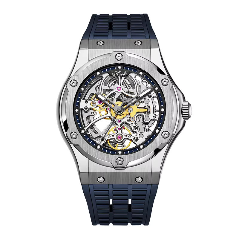 Haofa Armbanduhr Automatik, Skelett, Saphirglas, Edelstahl, Schwarz, Herren - Bild 2