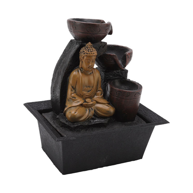 KONNWEI Buddha Wasserfall Dekoration aus Kunstharz mit LED-Beleuchtung in Braun, B/T/H: 13,5 x 18,5 x 22 cm - Bild 3