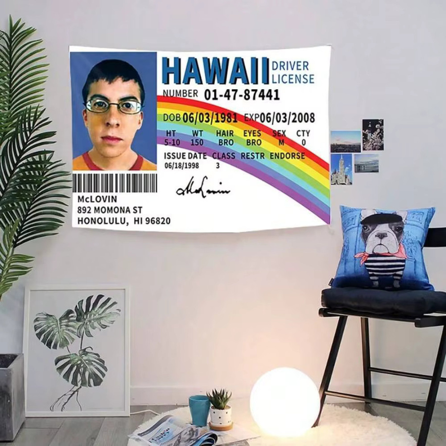 VIKAMA Wandteppich Hawaiian Driver's License Design, Mehrfarbig, B: 75 cm, H: 58 cm - Bild 2