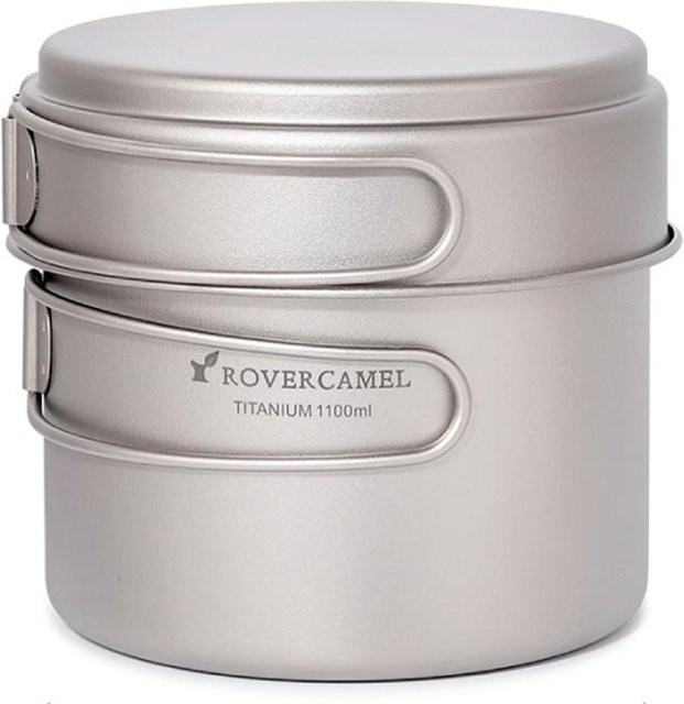 TOMTOP JMS Ultraleichtes Titan-Kochset für Outdoor und Camping in Silber mit Topf und Pfanne, 1100 ml - Bild 1