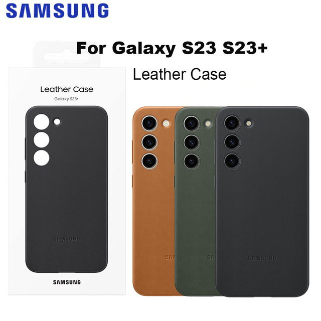 Original Samsung Leder-Smartphone-Hülle für Galaxy S23+ S23 Plus in Schwarz - Bild 1