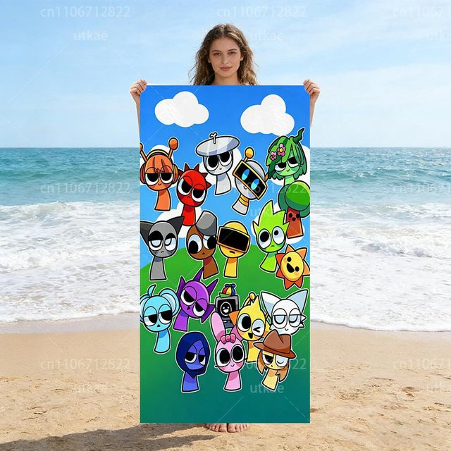 S-Sprunki Strandtuch für Kinder aus schnelltrocknender Mikrofaser, weich und saugfähig, Mehrfarbig, B/H: 40 x 60 cm - Bild 1