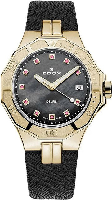 Edox Diver Damenuhr, Quarz, Edelstahl, 38 mm, 20 ATM - Bild 1