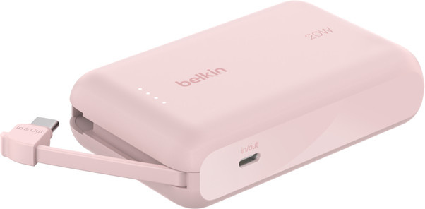 Belkin BoostCharge Powerbank 10K mit integriertem USB-C Kabel, rosa - Bild 1