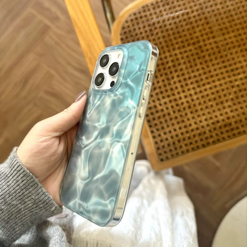 K'try Handyhülle mit Meerwasser-Effekt und Glitzer in Blau für iPhone 11 bis iPhone 16 Pro Max - Bild 3
