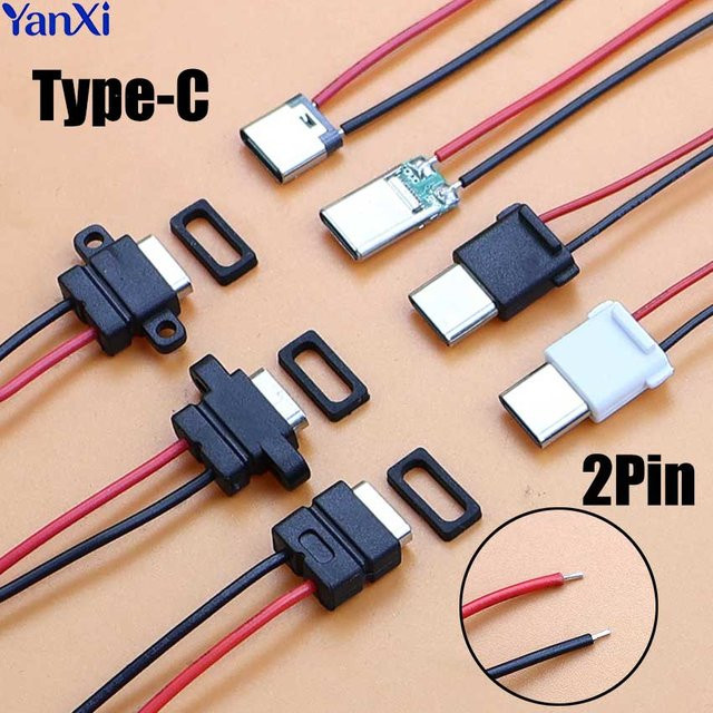 ChengHaoRan USB-C 2-Pin Typ-C Stecker Wasserdichte Buchse mit Lötanschluss für Elektronik und Handy-Ladeanschlüsse - Bild 1