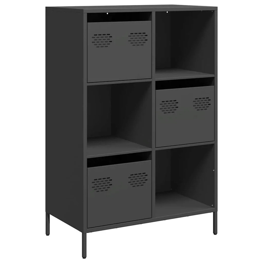 vidaXL Highboard aus kaltgewalztem Stahl in Schwarz Matt, B/T/H: 68 x 39 x 103,5 cm - Bild 2