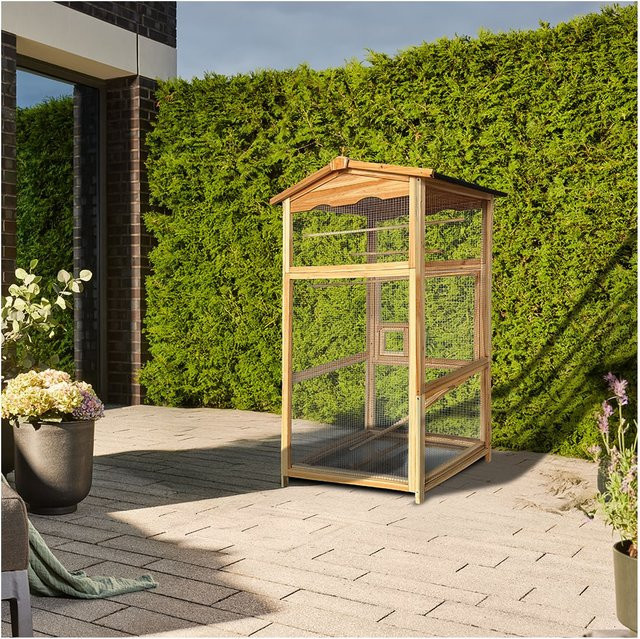 HOME DELUXE Vogelkäfig PICO aus Holz in Braun, B: 89 cm, H: 176 cm - Bild 1