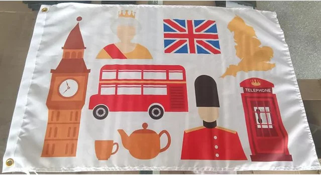 HMNAL Flagge mit britischem Symbol und englischer Dekoration, Mehrfarbig, B: 150 cm, H: 90 cm - Bild 1