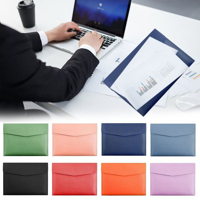 Blaue Leder-Aktentasche für A4 Dokumente mit Klappverschluss für Büro und Schule - Bild 1