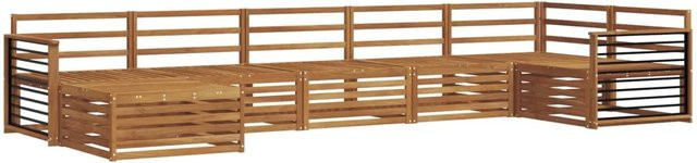 vidaXL Sofagarnitur aus Massivholz Akazie in Natur Braun, 7-teiliges Ecksofa Set im modernen Latten-Design - Bild 1