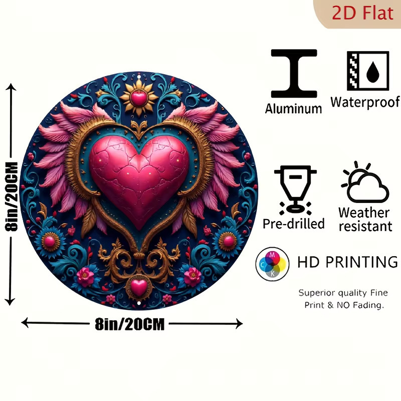 CIFBUY Vintage Wandkunst aus Metall mit Engelsflügeln und Herz in Multicolour als florale Dekoration für Innen- und Außenbereich - Bild 5