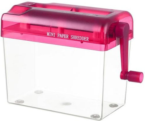 Manueller Mini-Aktenvernichter von Cemoon für A4-Papier, rot und transparent - Bild 1