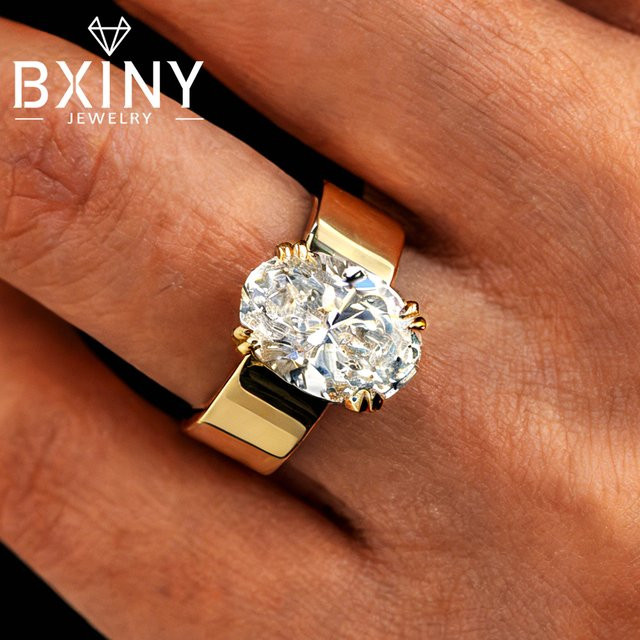BXINY Ring, 925 Silber, Moissanit, Diamant, Damen und Herren - Bild 1