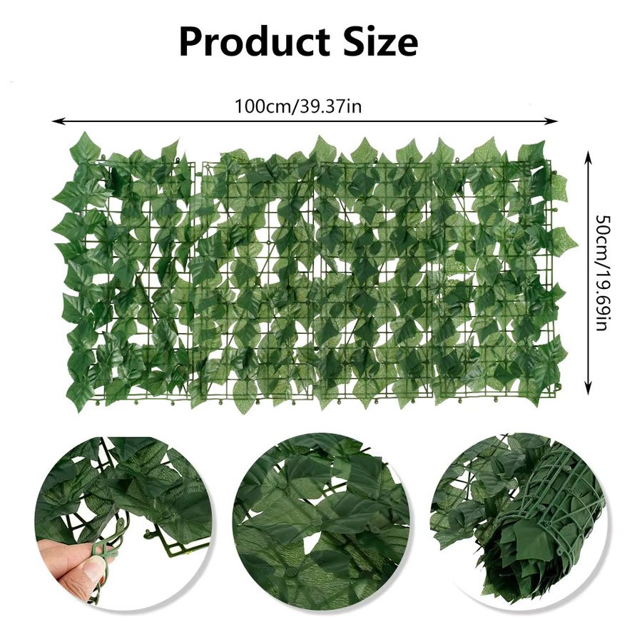 Künstliche Heckenplatten aus Kunststoff in Grün als dekorativer Sichtschutz für Garten und Innenbereich, Breite: 50 cm, Höhe: 50 cm - Bild 3