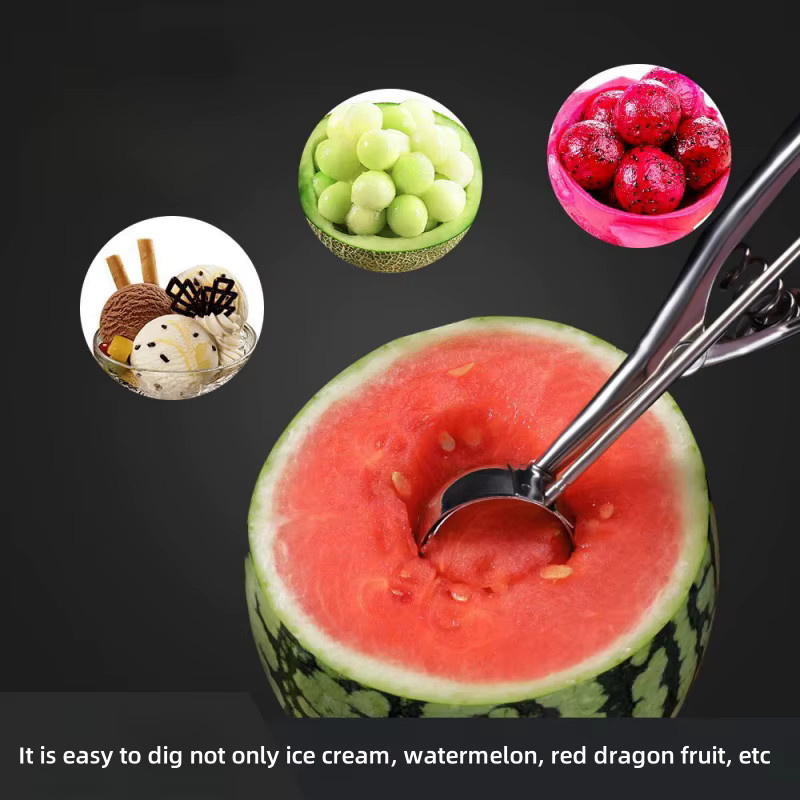 YOCITY Eisportionierer aus Edelstahl mit Auslöser in Silber, 3 Größen für Eis, Melone und Teig - Bild 4