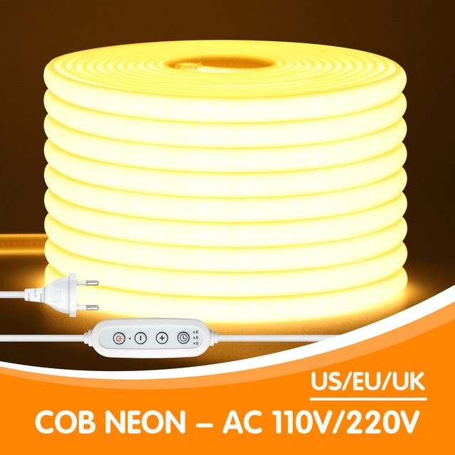 HEGEHE COB Neon LED Streifen Kit, dimmbar mit Timer, wasserdicht, 288 LEDs, weiß, AC 220V - Bild 1