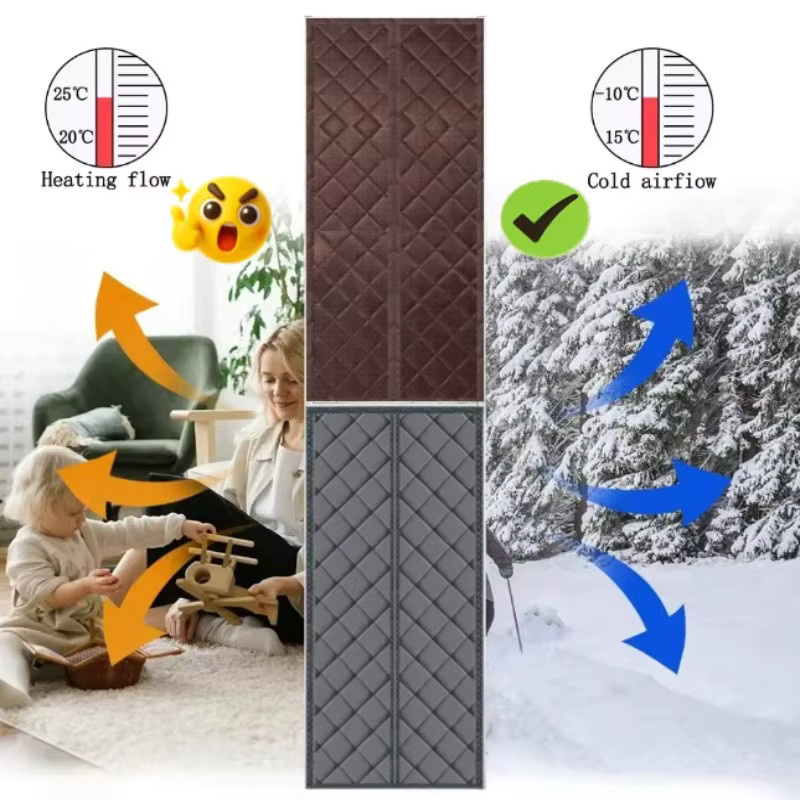 Magnetischer Türvorhang mit Rautenmuster für Wärme- und Kälteschutz, blickdicht, Grau oder Braun - Bild 4