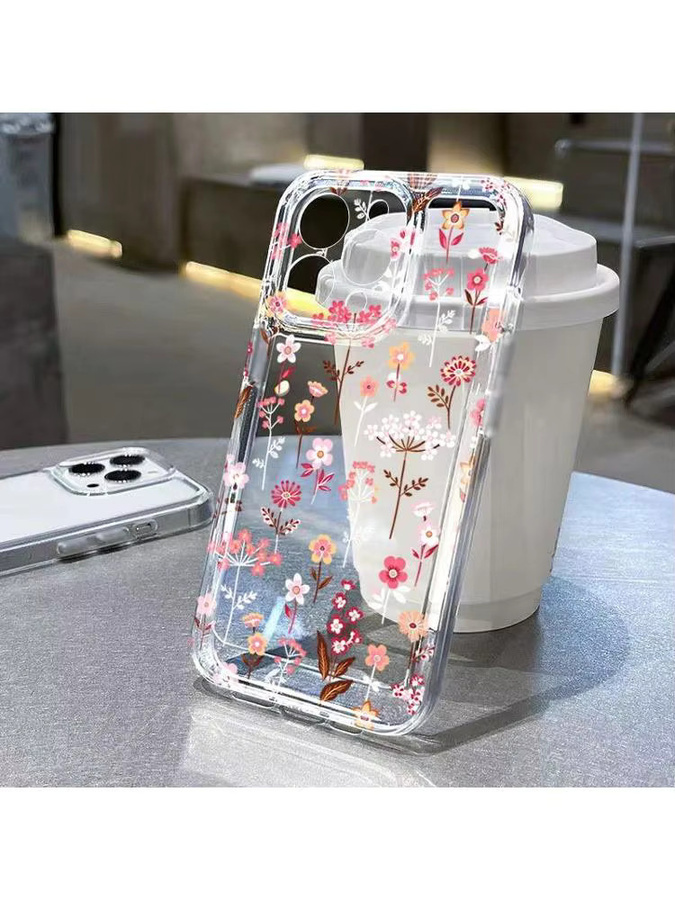 Transparente Handyhülle mit weiß-rosa Blumenmuster für Samsung Galaxy S26 Ultra, S25 FE, S24, S23, S22 Plus, A17, A37, A57, A56, A55, A54, A53 - Bild 6