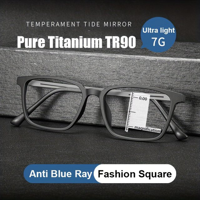 ISENGHUO Lesebrille, progressive multifokale Herrenbrille, Vollrand, Titan, schwarz - Bild 1