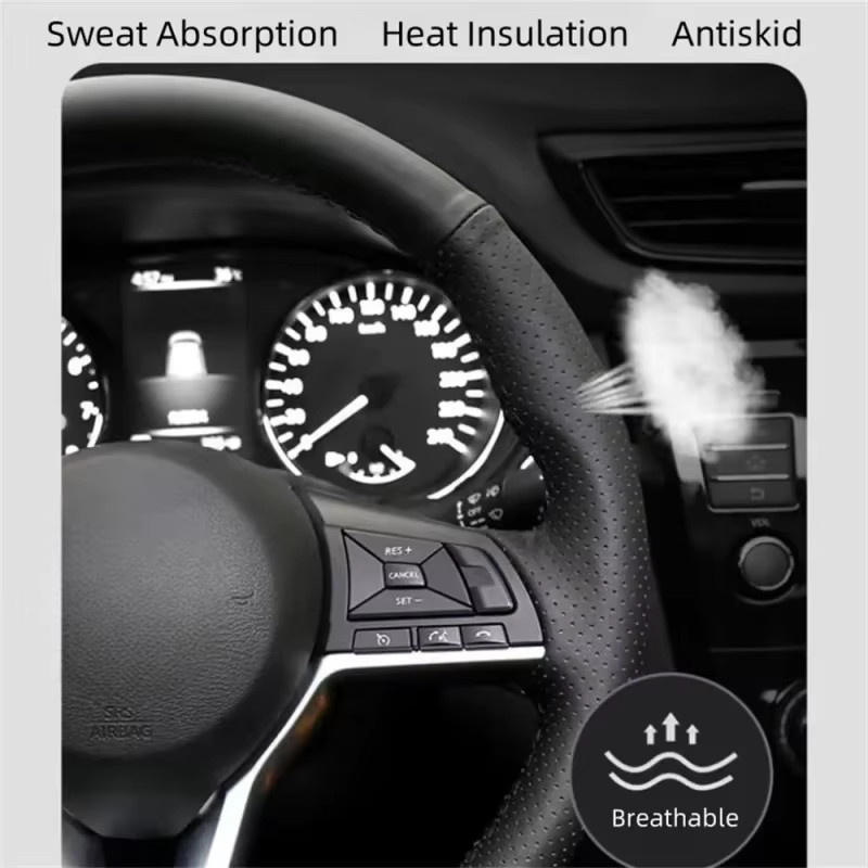 Handgenähtes Wildleder-Lenkrad in Schwarz für Volkswagen CC Passat Touareg Tiguan Explore Song Lavida Magotan zur Auto-Innenausstattung - Bild 3