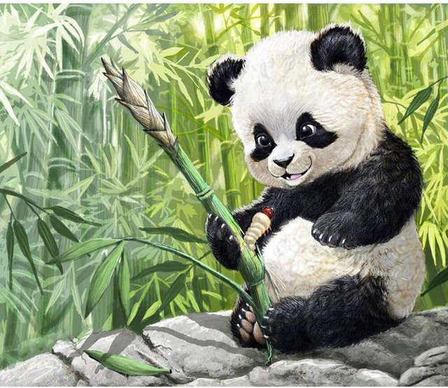 FIYO Diamant-Stickerei Panda Motiv als Kreuzstich-Mosaik-Malerei in Weiß und Multicolour, Breite: 30 cm - Bild 1