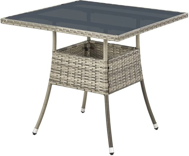 Juskys Polyrattan Gartentisch Yoro quadratisch Grau B: 80 cm, T: 80 cm, H: 73 cm - Bild 1