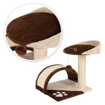 Lionto Kratzbaum für Katzen mit integriertem Spielzeug in Braun/Beige, Höhe: 43 cm - Bild 3