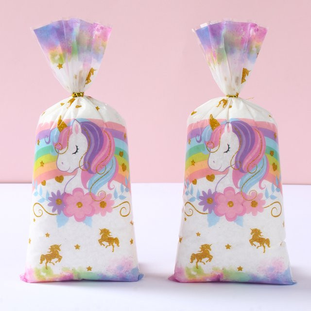 Einhorn Süßigkeiten Taschen für Geburtstag und Babyparty mit Regenbogen-Design in Mehrfarbig - Bild 1