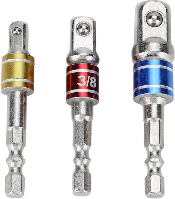 CosyHome Stecknuss-Adapter Set aus Edelstahl mit 3 Verlängerungsstangen in Multicolour, 1/4 Zoll, 3/8 Zoll und 1/2 Zoll für Bohrmaschinen und Schraubendreher - Bild 1