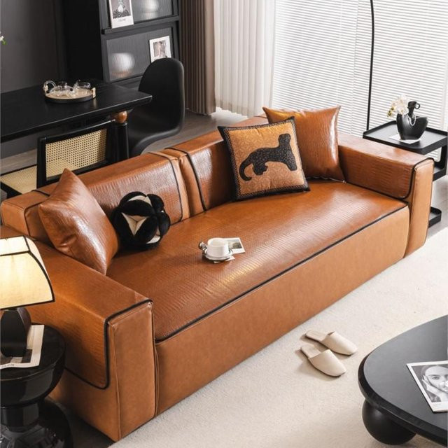 Rutschfeste Couchschutzhülle aus PU Leder in Braun für dein Wohnzimmer, Breite: 180 cm, Tiefe: 58 cm - Bild 1