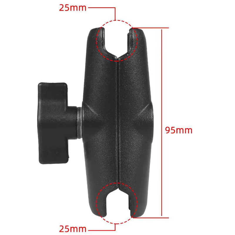 Ram Doppelsteckdosen-Halterungsklammer für 1 Zoll (25 mm) Kugelhalterung, Schwarz - Bild 2