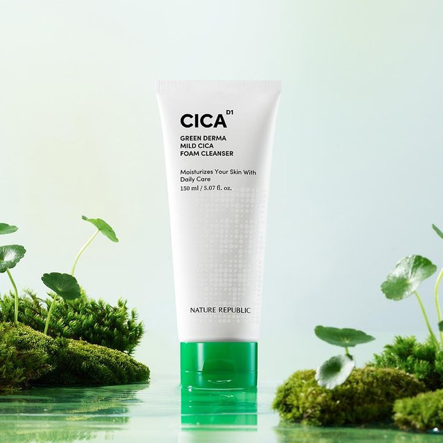 Nature Republic Green Derma Mild Cica Schaumreiniger, 150 ml, Gesicht - Bild 1