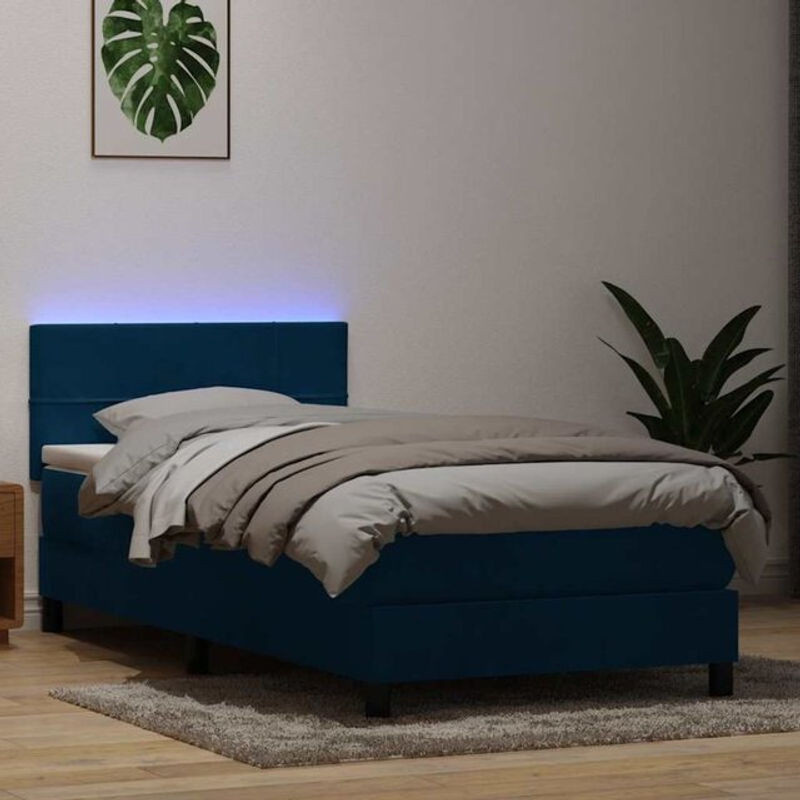 Boxspringbett mit Matratze von vidaxl in Dunkelblau aus Samt, B/L: 80 x 220 cm - Bild 1