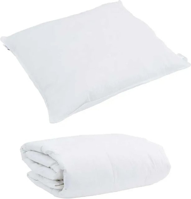 vidaXL Winterbettdecke mit Kissen Set, 2-teilig, Weiß, Daunenfeder-Mix, atmungsaktiv und allergikerfreundlich - Bild 1