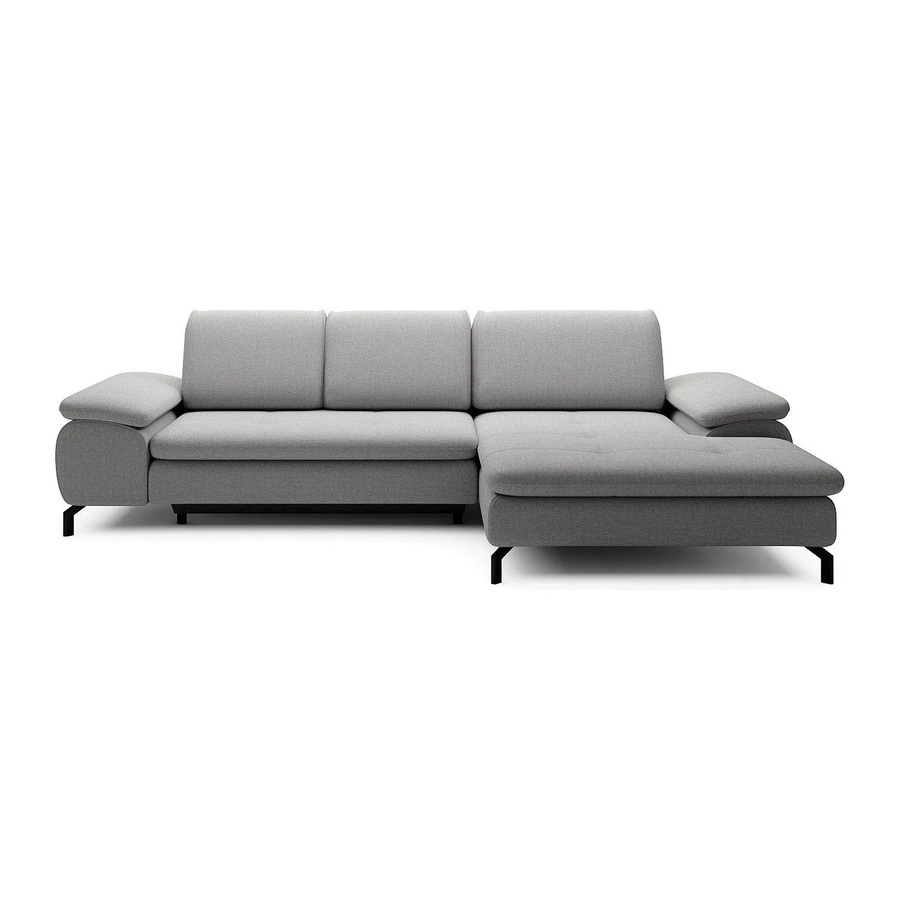 Vente-unique Schlafsofa Archibald in Grau mit Schlaffunktion und L-Form aus Strukturstoff - Bild 2