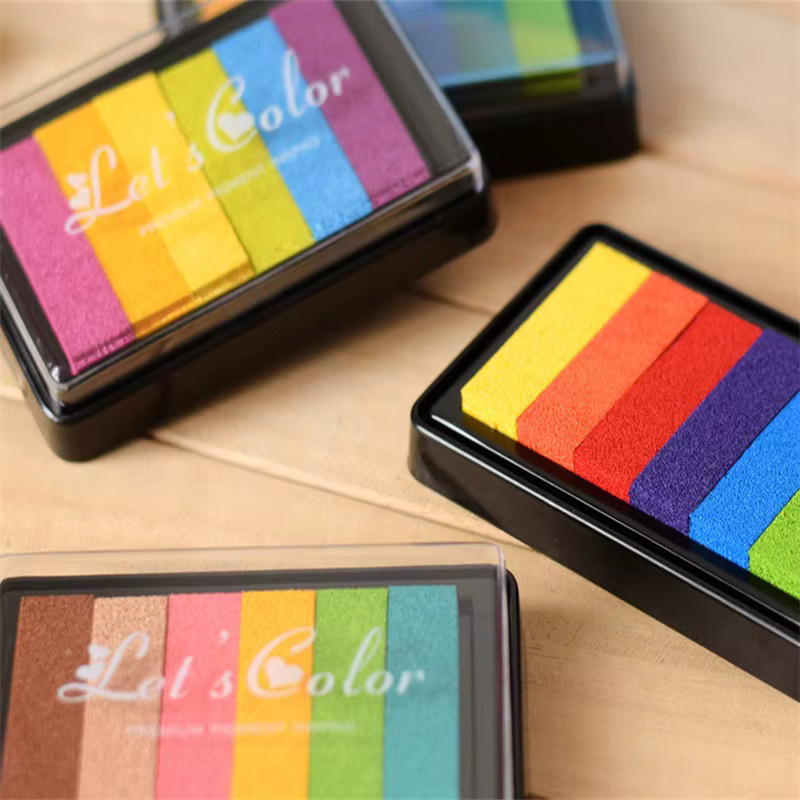 Großes Vintage-Stempelkissen Set mit 6 Farben für DIY, Basteln und Scrapbooking - Bild 2