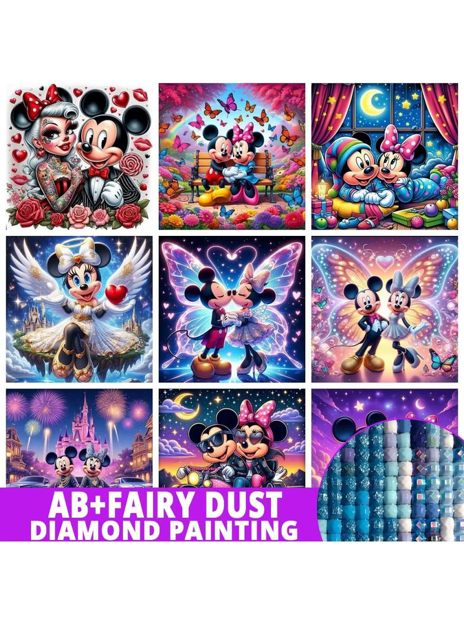 Disney Mickey und Minnie, 5D DIY Diamant Malerei Mosaik, Bunt / Mehrfarbig - Bild 4