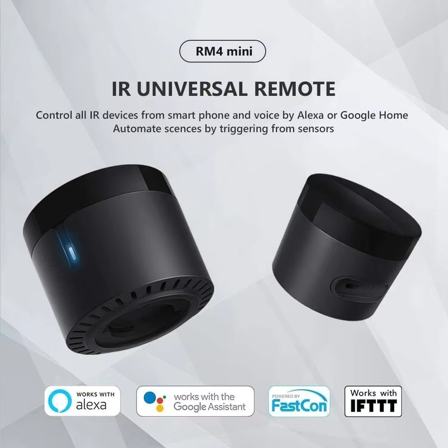 Broadlink RM4 Mini IR Fernbedienung für Klimaanlage und TV-Set-Top-Box mit HTS2 Temperatur- und Feuchtigkeitssensor in Schwarz, kompatibel mit Google Home und Alexa - Bild 4