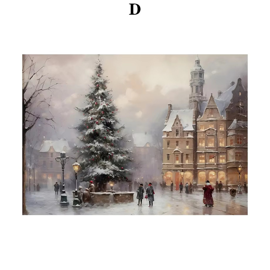 Potdemiel Minimalistische Leinwand Nordic Poster mit Weihnachtsmann und Weihnachtsbaum als Aquarell Illustration in Mehrfarbig - Bild 4
