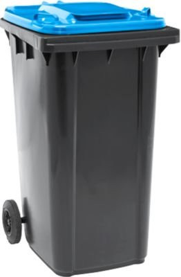 Fahrbare Mülltonne SSI Schäfer GMT eXtra mit Klappdeckel, 240 l, schwarz-blau - Bild 1