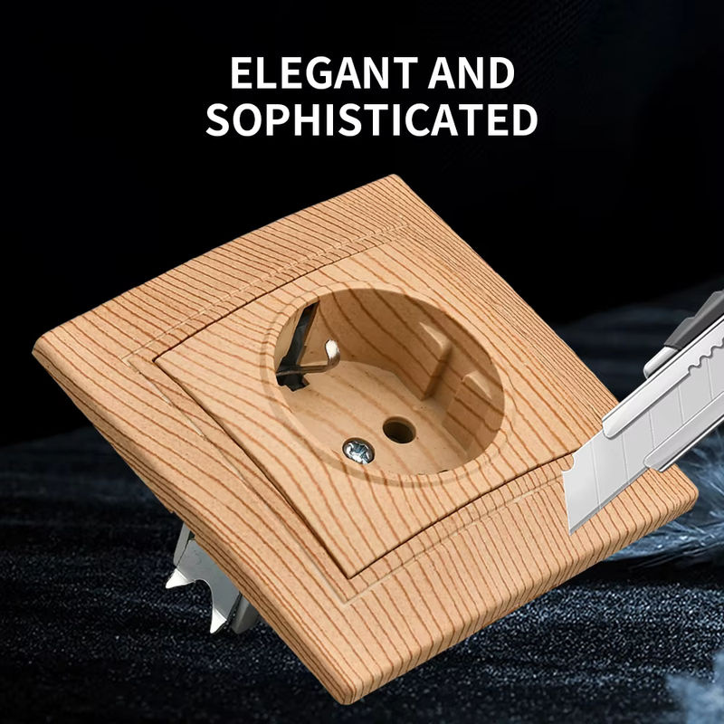 WESA Holzsteckdose in Braun, 16 A, EU-Standard Bodenwandsteckdose mit flammhemmender Kunststoffplatte, B/H: 8,6 x 8,6 cm - Bild 4