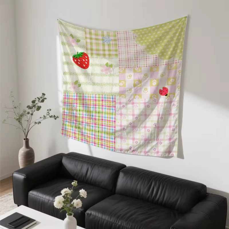 VIKAMA Boho Wandteppich mit floralem Patchwork-Design in Multicolour, Rechteckig, B/H: 60 x 40 cm - Bild 2