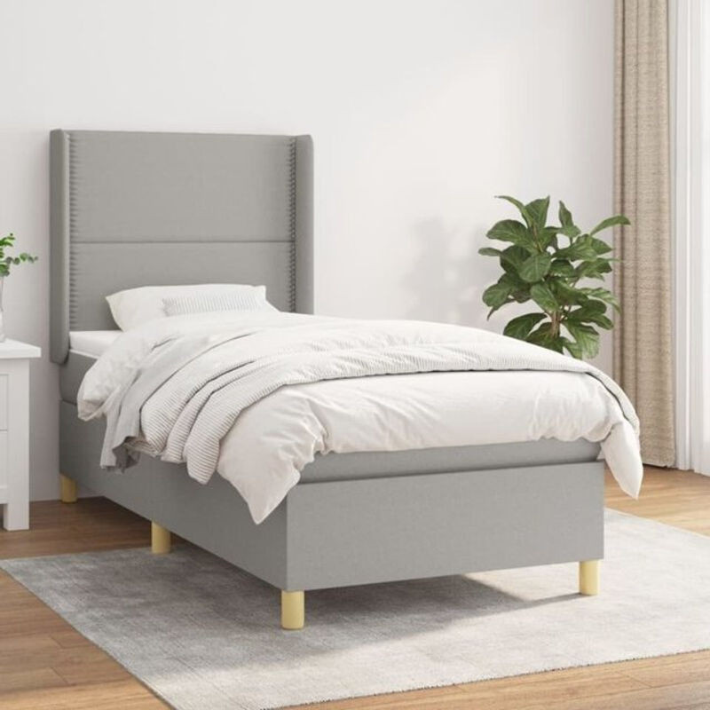 Vidaxl Boxspringbett mit Matratze in Grau aus Stoff und Holzwerkstoff B/T/H: 100 x 200 x 118 cm - Bild 1