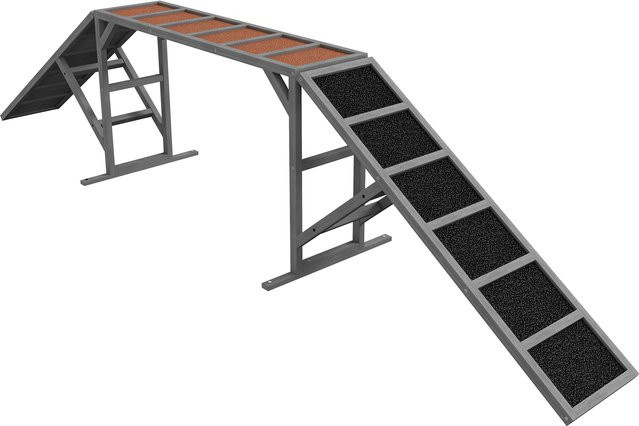 PawHut Hunde Agility Steg aus Tannenholz in Grau, wetterfestes Agility-Trainingsequipment mit Sicherheitsstange und rutschfester Oberfläche für Hunde bis 40 kg, B/T/H: 325 x 55 x 69 cm, Aosom - Bild 1