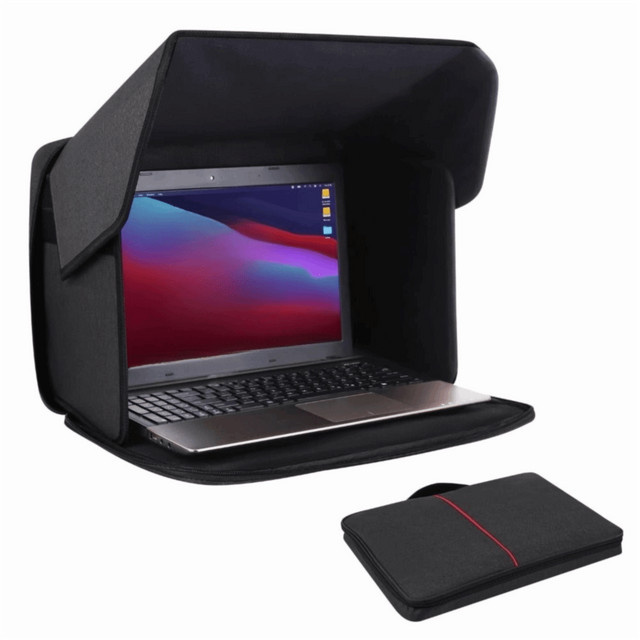 Faltbarer Laptop-Sonnenschutz und Sichtschutzschild in Schwarz für Laptops von 30,5 bis 40,6 cm - Bild 1